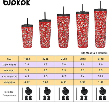 BJPKPK 18oz Tumbler With lid And Straw Stainless Steel Travel Coffee Mug Insulated Tumblers Cups,Passionate-Red