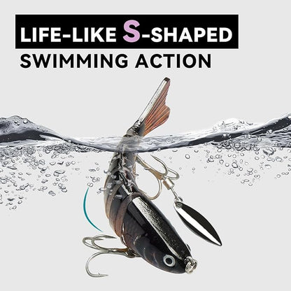 Fishing Lures with Spinner Baits Blades for Topwater, Swimbait for Trout and Bass Slow Sinking, 5pcs Fishing Hard Baits