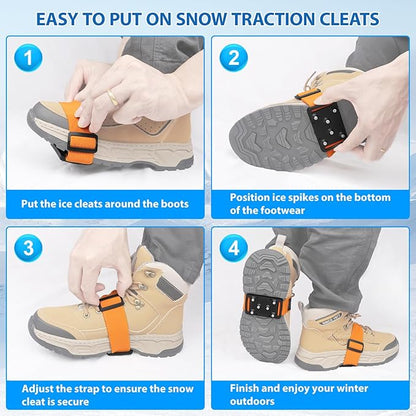 SYOURSELF Ice Cleats Crampons for Shoes and Boots, Rotatable Mid-Sole Traction Cleats Shoe Spikes for Snow and Ice, Non Slip Tungsten Spikes Ice Shoes Grippers for Men Women Winter Indoor/Outdoor