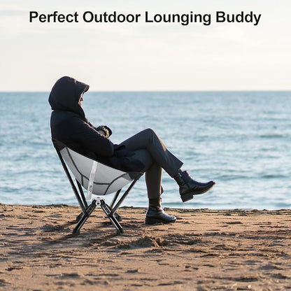 Folding Camping Chairs - 600 LBS Capacity Heavy Duty Camping Chair, Compact Folding Chair with Quick Setup & Carry Bag - Portable Camp Chair for Travel, Sports, Lawn, Beach - Silver