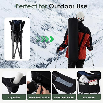 Homcosan Heated Camping Chair for Adults, Portable Outdoor Chairs with 3 Heat Levels, Oversized Foldable Lawn Chairs Without Power Bank, Perfect for Camping, Outdoor Sports, Picnics, Fishing (Blue)