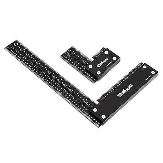 Precision Square Set – 4 Inch + 12 Inch Aluminum Layout & Marking Tools | 90° Right Angle Triangle Rulers for Woodworking | CNC Machined Framing & Measuring Squares