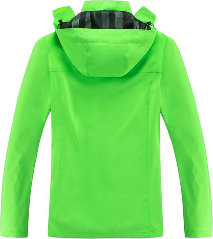 OTU Men's Lightweight Waterproof Hooded Rain Jacket Outdoor Raincoat Shell Jacket for Hiking Travel