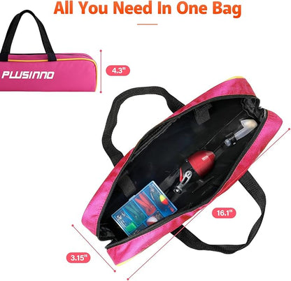 PLUSINNO Kids Fishing Pole with Spincast Reel Telescopic Fishing Rod Combo Full Kits for Boys, Girls, and Adults