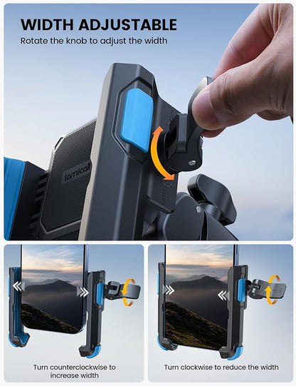 Lamicall Motorcycle Bike Phone Mount - [1s Quick Release] Bike Cell Phone Holder Clip, Bicycle Scooter Handlebar Clamp, for iPhone 17 16 15 14 Pro Max, Galaxy S25 S24 Ultra, 4.7-7" Phones, Blue