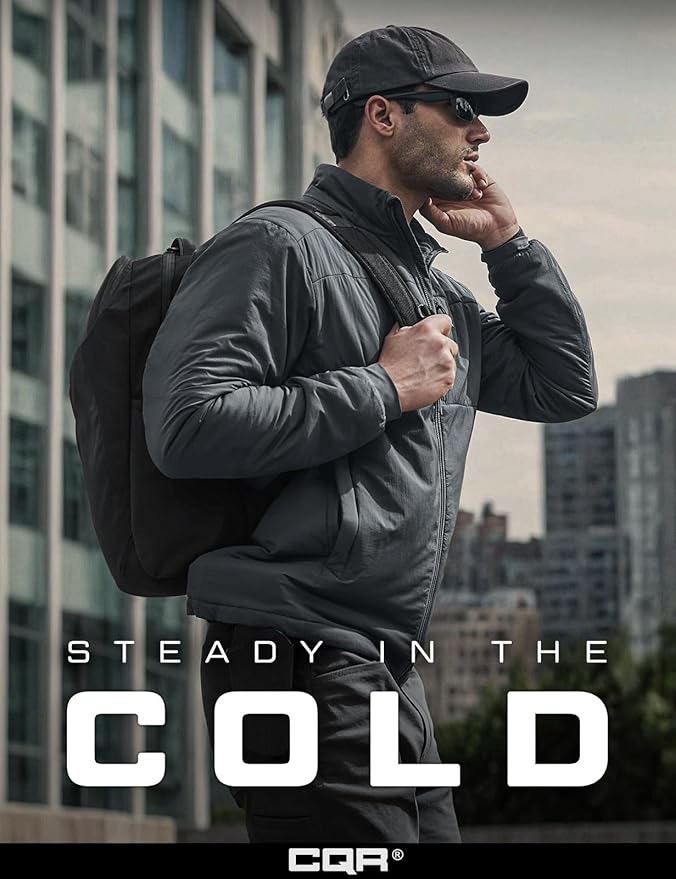 CQR Men's Lightweight Insulated Jacket, Windproof Packable Water Resistant Warm Active Coat for Hiking Work Outdoor Tactical