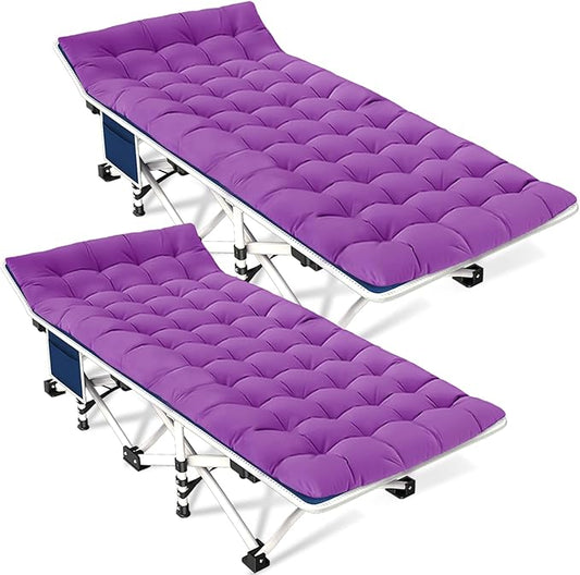 2 Pack Camping Cot with Comfortable Mattress 2 Person Camping Bed Cots for Sleeping Sleeping Cot Folding Cot Heavy Duty with Carry Bag for Home Outdoor Travel