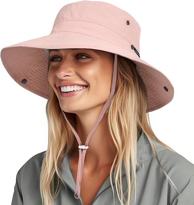 FURTALK Sun Hats for Women Ponytail UPF 50+ Beach Summer Hat Wide Brim Packable Cowboy Hat