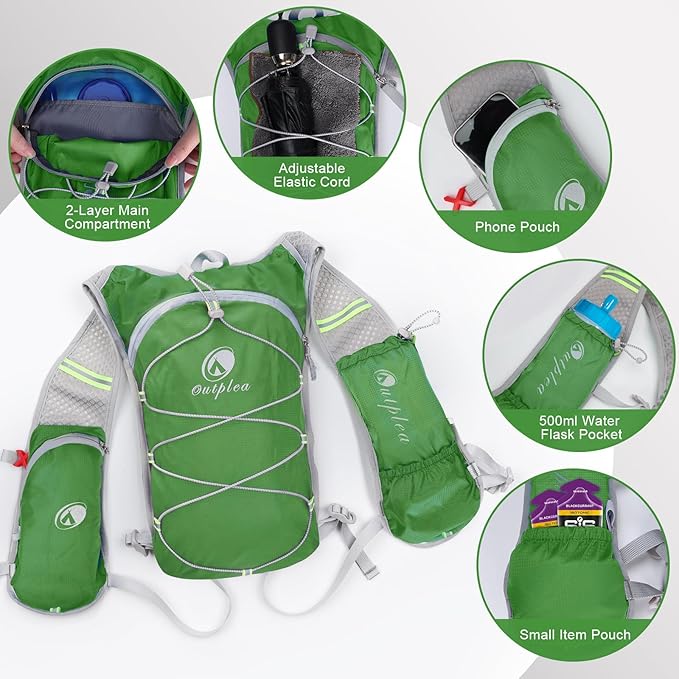 Small Lightweight Hydration Backpack with 2L Water Bladder for Race, Lightweight Running Water Vest for Hiking