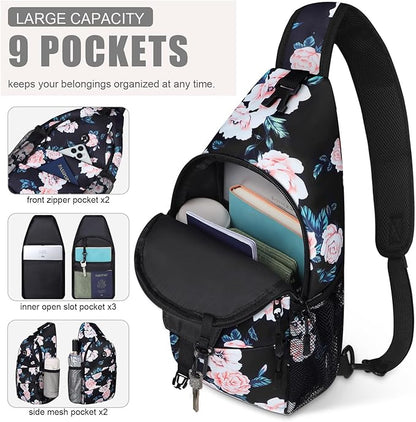Crossbody Bags for Women Men Trendy Sling Bag Bakpack Casual Chest Bag with Convertible Shoulder Strap