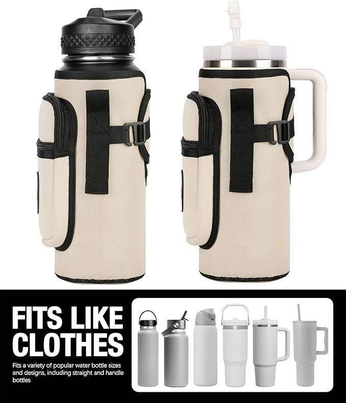 Sports rabbit Universal Water Bottle Holder – Durable Oxford & Neoprene Hybrid Design Compatible with Stanley 30/40oz Handled & 64/87oz Straight Tumblers, Adjustable Strap for Gym, Travel, Outdoors