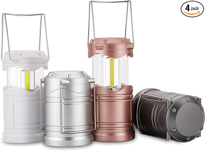 Lichamp LED Camping Lantern, 4 Pack Battery Powered Flashlight for Power Outages, Portable Collapsible Hanging Light Essential for Home, Outdoor, Emergency Lamp Survival Kit Gear for Hurricane, C4
