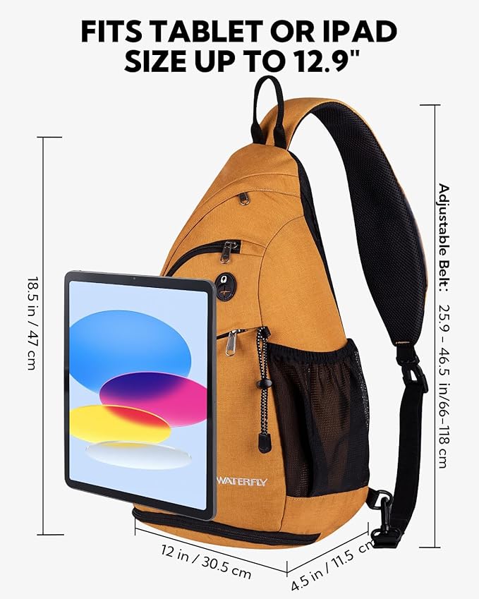 WATERFLY Sling Bag Crossbody Backpack: Over Shoulder Daypack Casual Cross Chest Side Pack