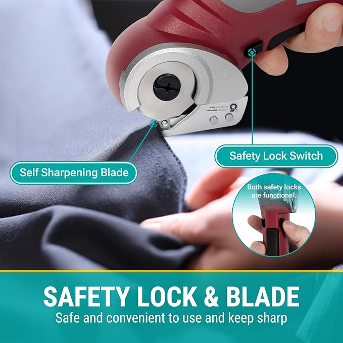 VLOXO Cardboard Cutter, Cordless Electric Scissors with Safety Lock, 4.2V Electric Box Cutter Multi-Cutting Tools, Rechargeable Powerful Scissors for Carpet Leather Felt with Storage Box