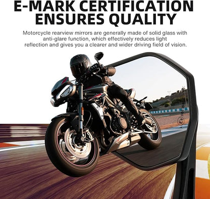 DREAMIZER Motorcycle Bar End Mirrors Black CNC Bar End Mirrors for Motorcycles Compatible with Honda Kawasaki Suzuki Scooter and More (White Glass Lens)