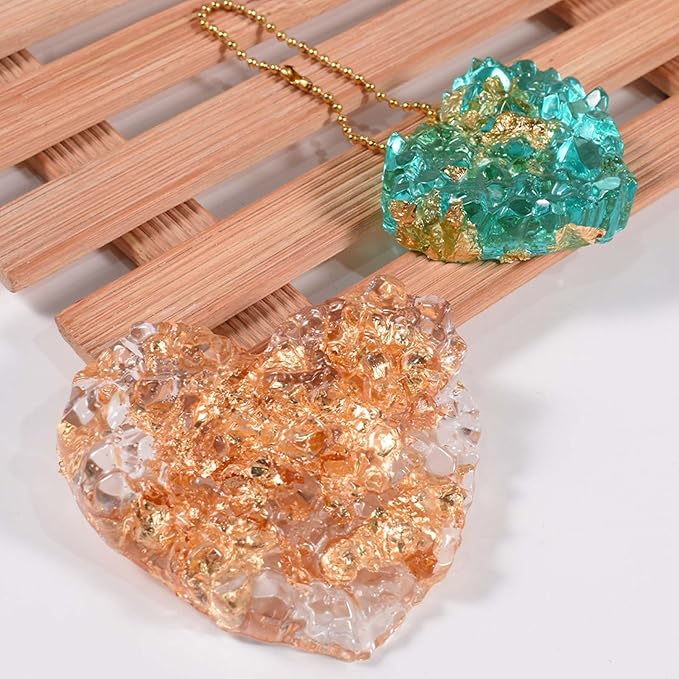 Crystal Stones Pendant Resin Molds, 5-Cavity Necklace Jewelry Silicone Molds for Epoxy Resin, DIY Casting Craft Mold for Keychain Jewelry Making