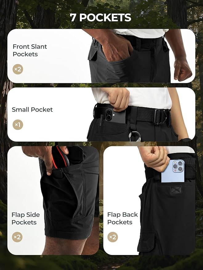 Men's Convertible Hiking Pants Waterproof Quick Dry Zip-Off Lightweight Tactical Multi-Pocket Outdoor Fishing Safari Trousers