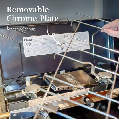 Camping Stove, 3 Burners Propane Portable Camp Stove with Regulator, Push-Button Instant Ignition, Adjustable Burners & Wind Guards for Car BBQ Picnics Outdoor Cooking (BLACK-20400 BTUs)