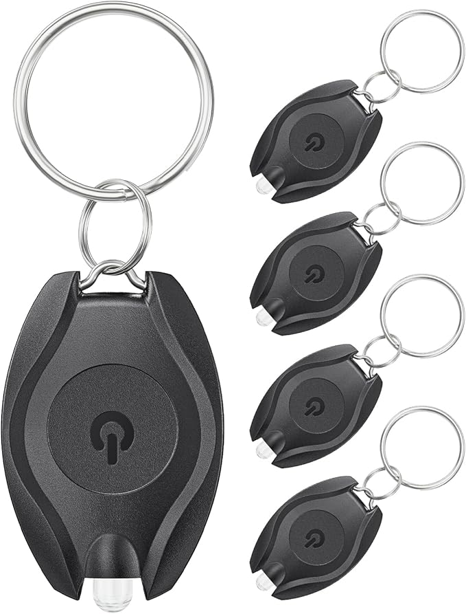 Uniclife 5 Pack LED Keychain Flashlight Mini LED Keychain Light 14 Lumen Portable Ultra Bright Battery Powered Key Ring Torch for Outdoor Camping Party Hiking and Emergency Lighting