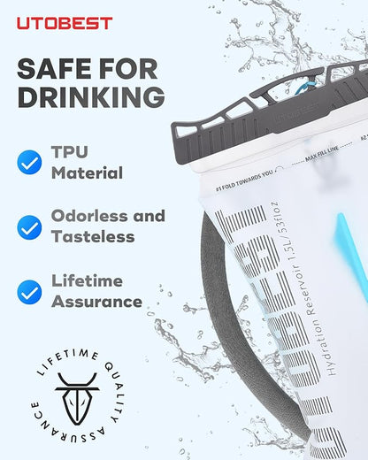 Hydration Bladder,TPU Water Bladder,Water Bladder for Hiking Backpack,BPA Free,Wide Opening,Leak-Proof,Water Reservoir for Hiking Cycling Camping Running