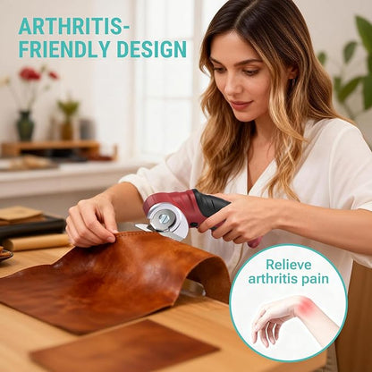 VLOXO Cordless Electric Scissors, Electric Box Cutter 4V Power Rotary Scissors Rechargeable Cardboard Cutter with Safety Lock Multi-Cutting Tools for Leather Carpet Canvas (Red)