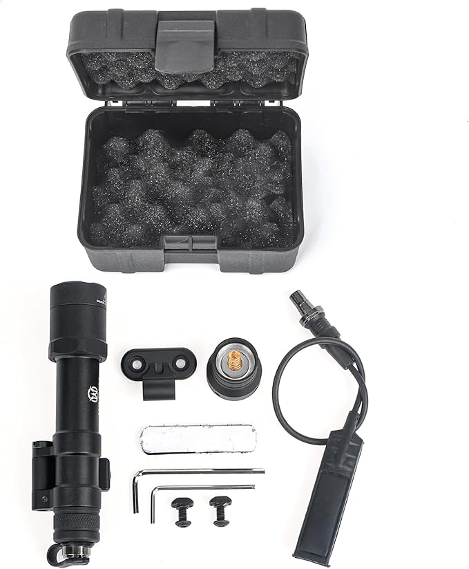 NOBUHIRO M600B 600 Lumens Tactical Flashlight, with Replaceable Mounting Rotating Base for 20mm Picatinny & Mlok/Keymod Rail, Include with Remote Pressure & Push Button Switch (M600B)