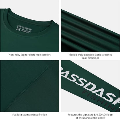 BASSDASH Fishing T Shirts for Men UV Sun Protection UPF 50+ Long Sleeve Tee T-Shirt
