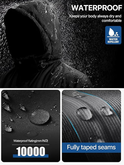 FREE SOLDIER Men's Waterproof Ski Jacket Fleece Lined Warm Winter Snow Coat with Hood Fully Taped Seams