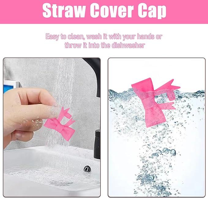 6Pcs Silicone Straw Toppers Covers for Stanley Cups 40/30oz 10mm(0.4in) Purple Dust-Proof Bow Straw Covers Toppers Dark Orange Suitbale for Stanley Cup Accessories Reusable Straws Caps