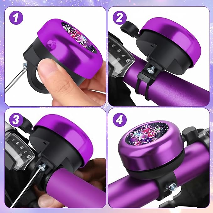 Bike Bell for Kids, Give Away Bicycle Streamers, Aluminum Alloy Bike Horn, Cute Bike Accessories, Adjustable Ring, Clear Ringtone, Girls Bicycle Accessories