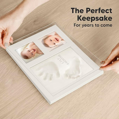 Baby Hand and Footprint Kit - Quick Dry Clay Baby Footprint Kit, Newborn Keepsake, Nursery Picture Frame for Boys, Girls, Personalized Gifts for Shower & Registry, New Mom Gift (Vintage White)