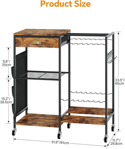 Homeiju Fishing Rod Holder, Fishing Pole Holders for Garage Boat Fishing Gear Storage with Drawer and Wheels, Holds 16 fishing rods for Home Entryway Corner,Rustic Brown