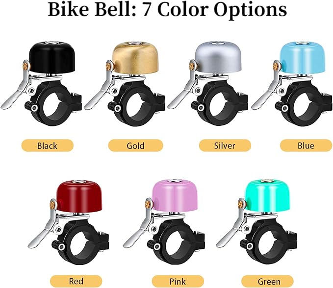 Greallthy Bike Bell Classic Brass Bicycle Bell,Bike Bells for Adults Kids, Loud Retro Bell for Road & Mountain Bikes, Universal Handlebar Fit.