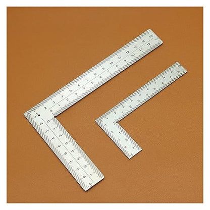 Stainless Steel Framing Square Ruler (5x10cm & 10x15cm), Double Scale Right Angle Measuring Tool for Carpentry & Woodworking