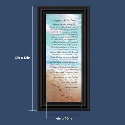 Footprints in the Sand Inspirational Wall Art, Beach Decor, Christian Gifts for Women and Men, Christian Wall Decor, Get Well Soon, Encouraging Scripture Wall Art, Framed Sympathy Gift 7349B