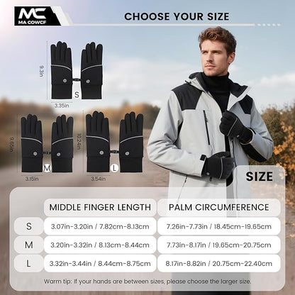 Winter Gloves for Men Women Waterproof Touchscreen Gloves Windproof Non-Slip Stretch for Cold Weather Warm Liner for Running Cycling Driving Hiking