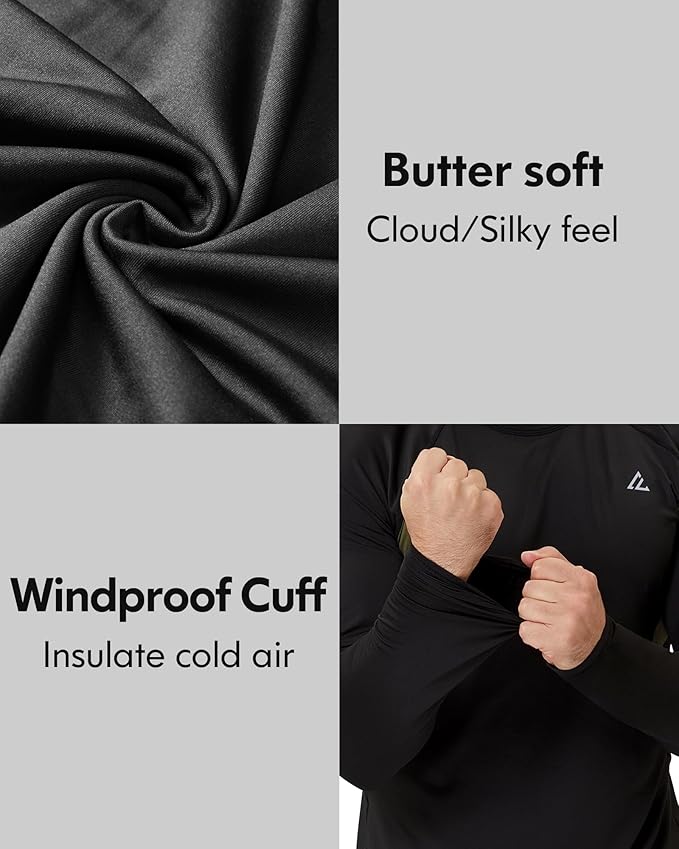 CL convallaria 2 Pack Mens Thermal Underwear Fleece Lined Long Johns Winter Base Layer Cold Weather Hunting Gear