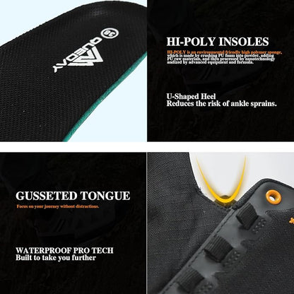 Queday Mens Waterproof Hiking Shoes Lightweight Outdoor Cordura Walking Shoes Breathable Hike Trekking Trails Camping Climbing