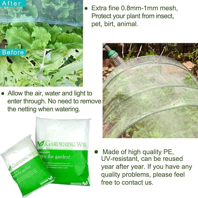 6.5Ftx 25Ft Mosquito Bug Insect Bird Net Barrier Hunting Blind Garden Netting for Protect Your Plant Fruits Flower