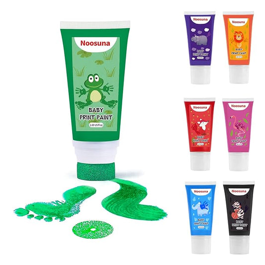 Baby Hand and Footprint Kit with Sponge Head, Baby Ink Hand and Footprint Kit, 1.69 fl oz Non-Toxic and Washable, Paw Print Kit for Dogs Suitable for Babies and Pets, Newborn Memento, Green