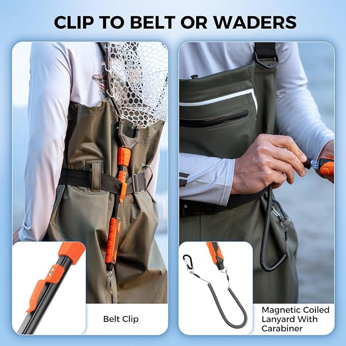 KastKing Titanet Fishing Net, Durable Aluminum Handle, Non-Slip Hi-Vis Grip, Compact Bag & Lanyard, Ideal for Kayak, Lake, Fly, or River Fishing, 2 Net Options