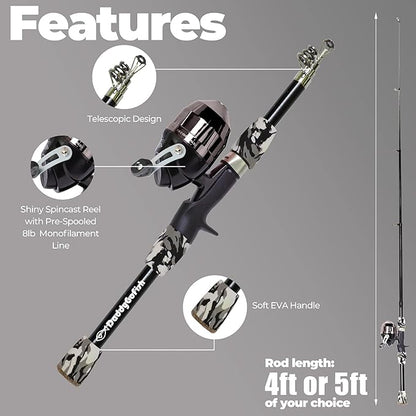 DaddyGoFish Kids Fishing Pole - Rod Reel Combo Tackle Box Starter Set - First Year Small Gear Kit for Boys Girls Toddler Youth Age Beginner Little Children