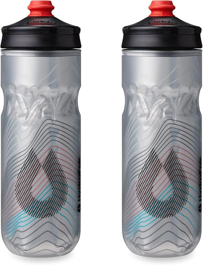 HydraPak Polar Surge Insulated Bike Water Bottle 2-Pack (20oz or 24oz) - High Flow, Fits Most Bike Cages, For Cycling & Sports