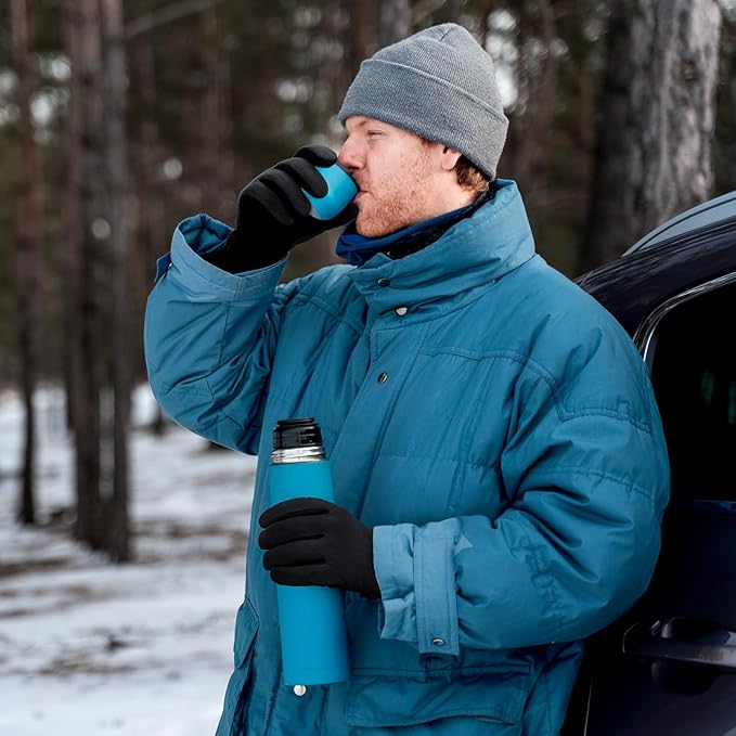 OZERO Winter Gloves for Men & Women | -30℉ Warm Thermal Running Cycling and Work Gloves for Men Cold Weather | Deerskin and Polar Fleece Insulated Winter Gloves Men