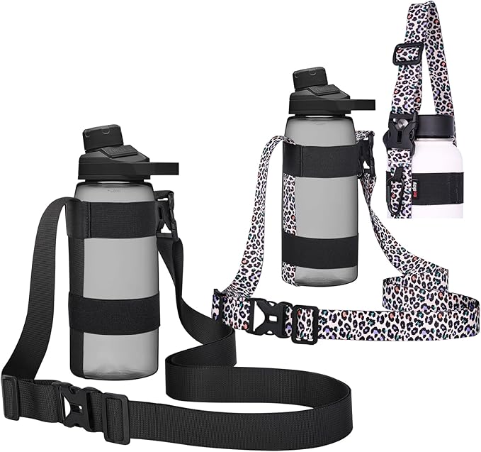HEYSKAY Water Bottle Holder With Handle and Adjustable Shoulder Strap, Sling With Carabiner for 12oz-40oz Hydro Flask, Sports, Gym, Hiking, Camping, Walking