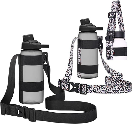 HEYSKAY Water Bottle Holder With Handle and Adjustable Shoulder Strap, Sling With Carabiner for 12oz-40oz Hydro Flask, Sports, Gym, Hiking, Camping, Walking