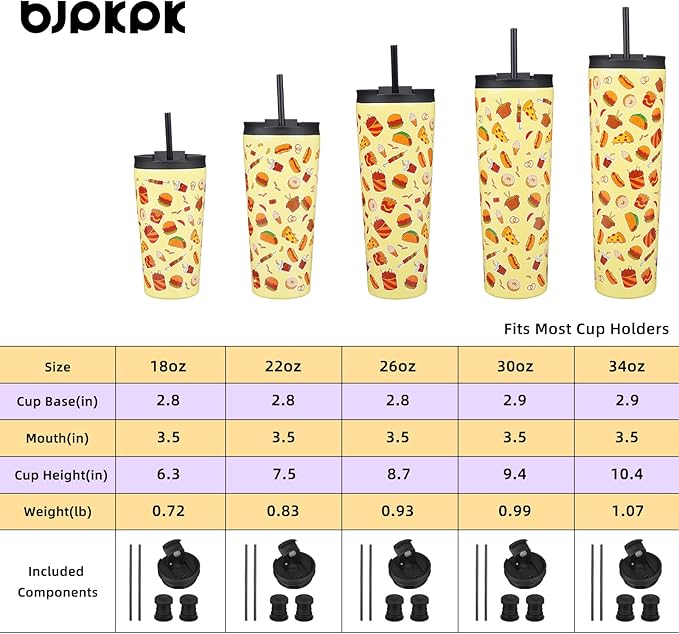 BJPKPK 30oz Tumbler With lid And Straw Stainless Steel Travel Coffee Mug Insulated Tumblers Cups,Yummy