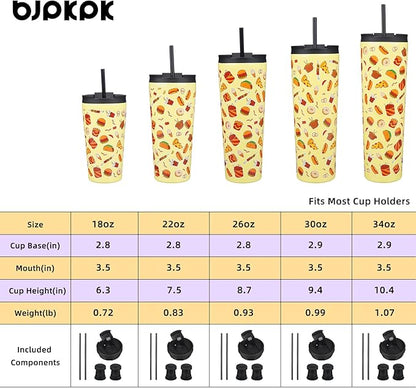 BJPKPK 30oz Tumbler With lid And Straw Stainless Steel Travel Coffee Mug Insulated Tumblers Cups,Yummy