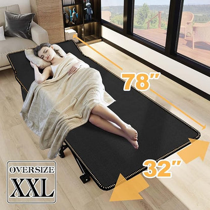 LILYPELLE Folding Camping Cot, Extra Wide Heavy Duty Sleeping Cots with Carry Bag, Double Layer Oxford Portable Travel Camp Cots for Home, Office Nap and Outdoor Beach