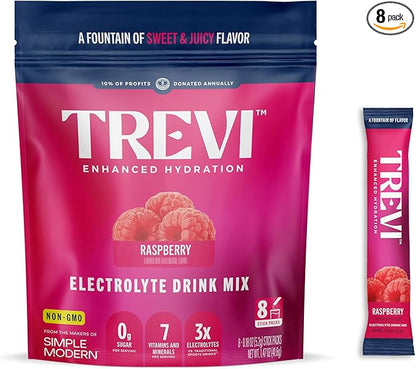 TREVI™ Sugar Free Electrolytes - Drink Mix Hydration Powder Packets - 8 Count - Raspberry
